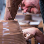 Doug Fitch and Hannah McAndrew making a jug for me